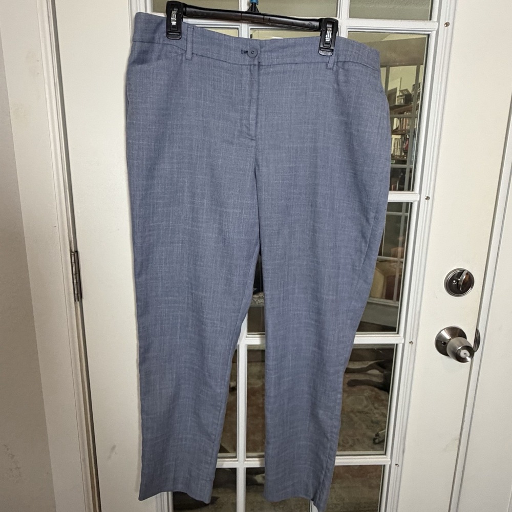 Talbots Curvy Size 16 Blue Heathered Stretch Trousers Ankle Pants Career